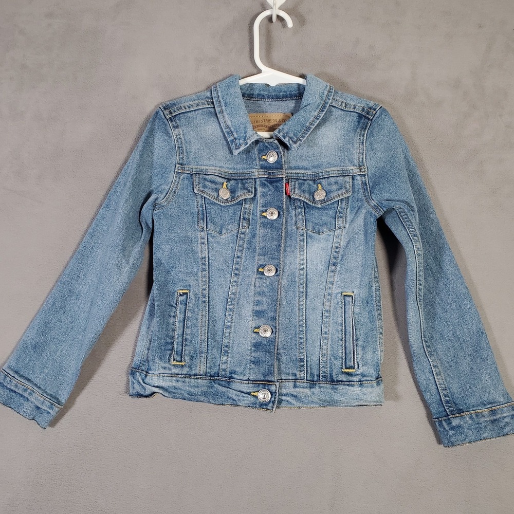 Levis Girls Denim Trucker Jacket Youth 5 Light Wash Blue Jean‎ Y2K Boho Western